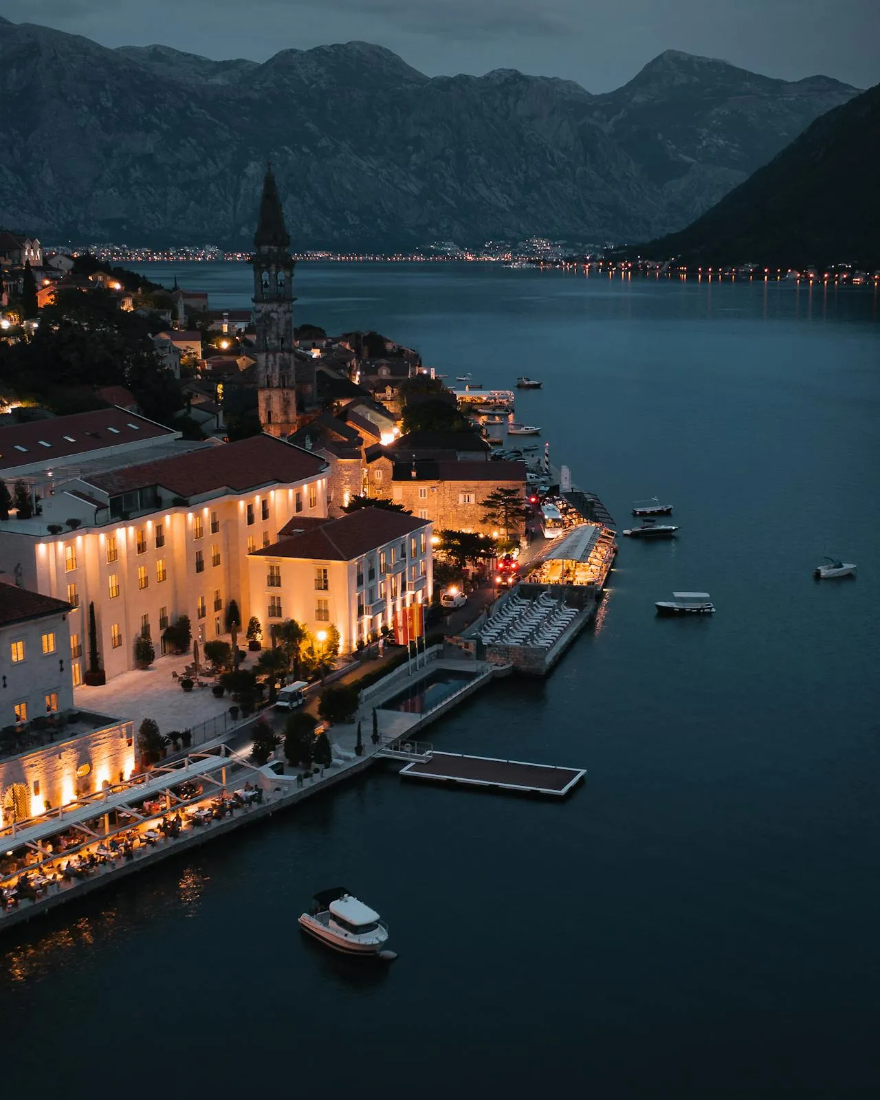 Bay of Kotor aerial view from above the fortress walls